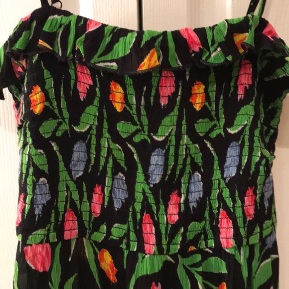 Green Floral Sabrina Gauze Mini Smocked Dress NWT - Picture 3 of 8